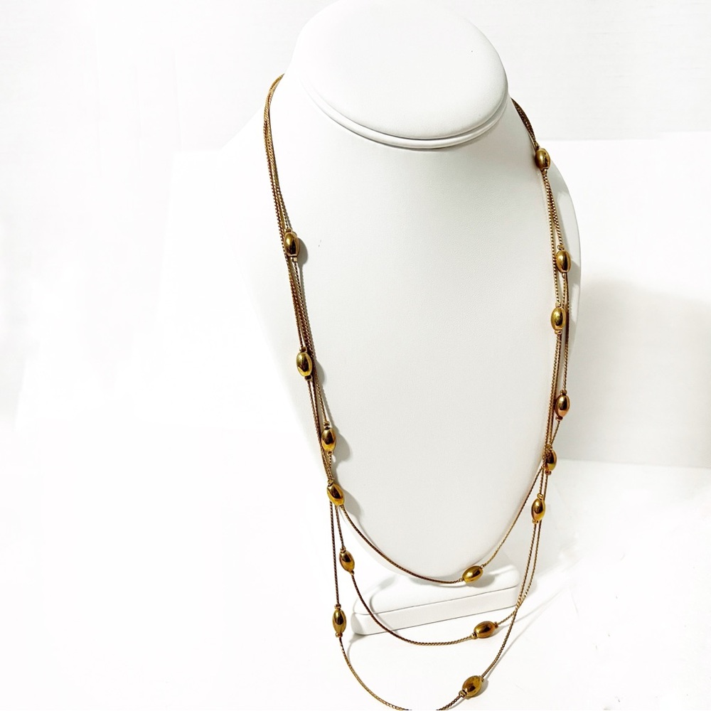 Vintage Layered Necklace Goldtone chain and Beads